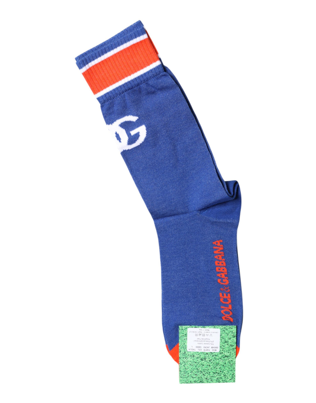Dolce & Gabbana Blaue Baumwolle DG Logo Print Mid Calf Socken