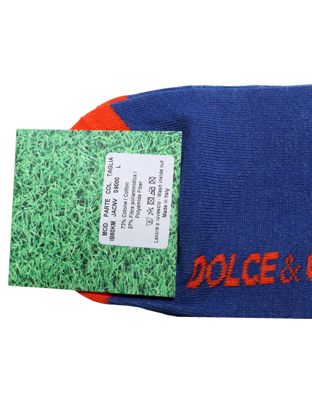 Dolce & Gabbana Blaue Baumwolle DG Logo Print Mid Calf Socken