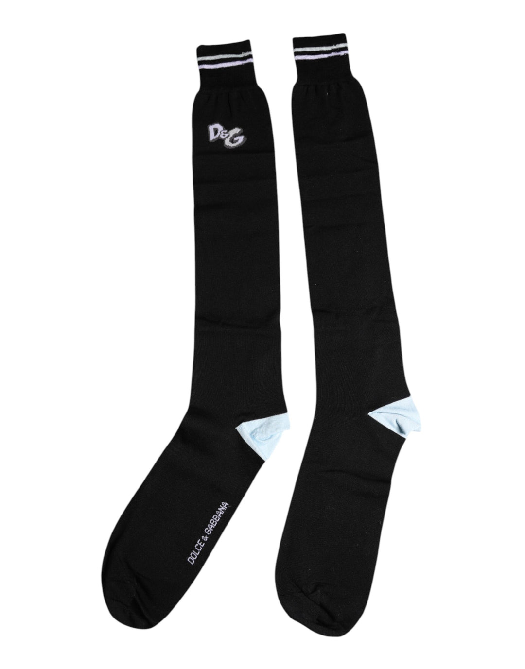 Dolce & Gabbana Schwarze DG Logo Print Baumwolle über Wade Socken