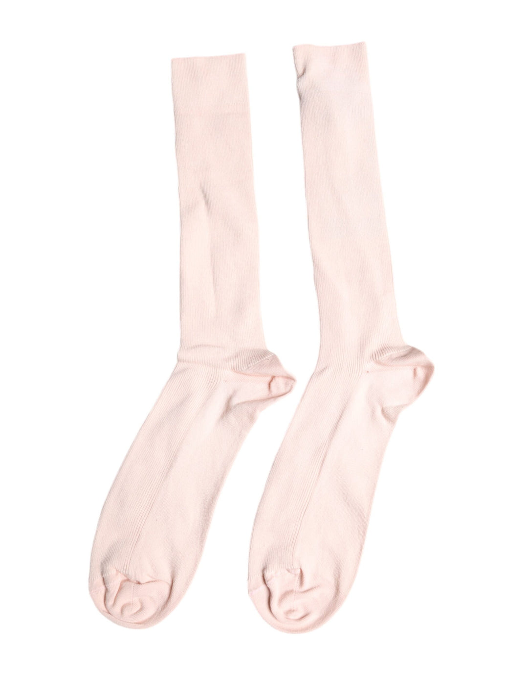 Dolce & Gabbana Elfenbeinfarbene Stretch-Baumwollsocken mit Logo über der Wade