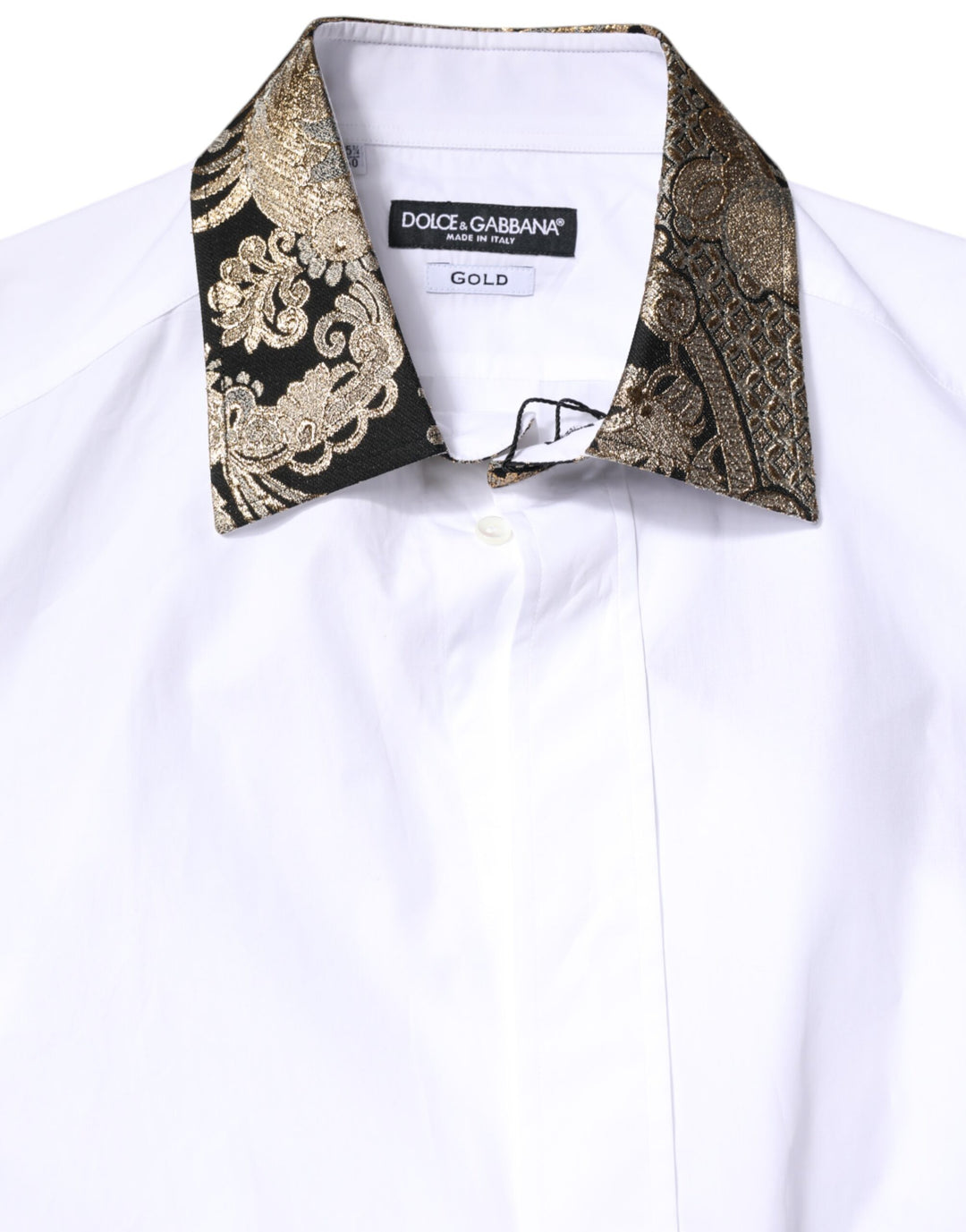 Dolce & Gabbana Weißes Baumwolle GOLD Herren Kleid Formales Hemd