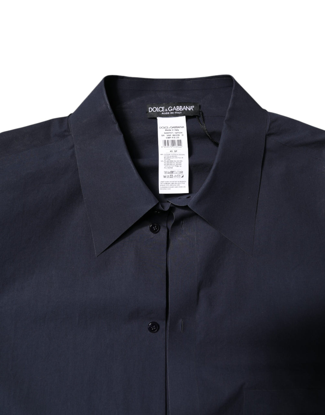 Dolce & Gabbana Dunkelblaues Langarmhemd aus Baumwolle