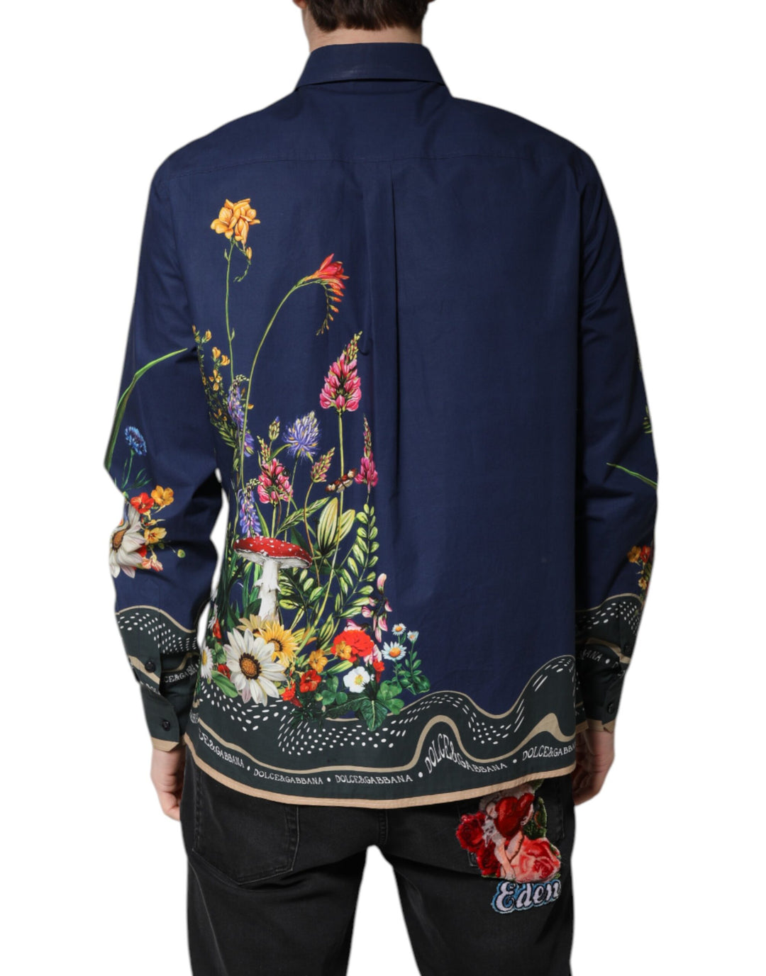 Dolce & Gabbana Blaues Langarmhemd mit Kaninchendruck