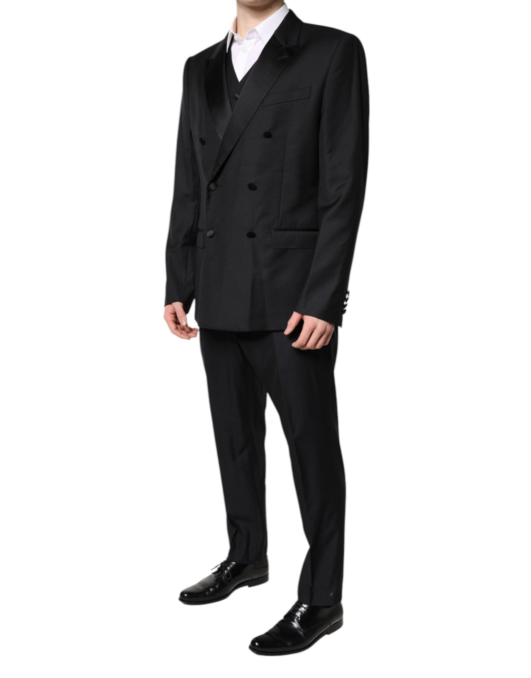 Dolce & Gabbana Schwarzer doppelreihiger formeller 3-teiliger Anzug