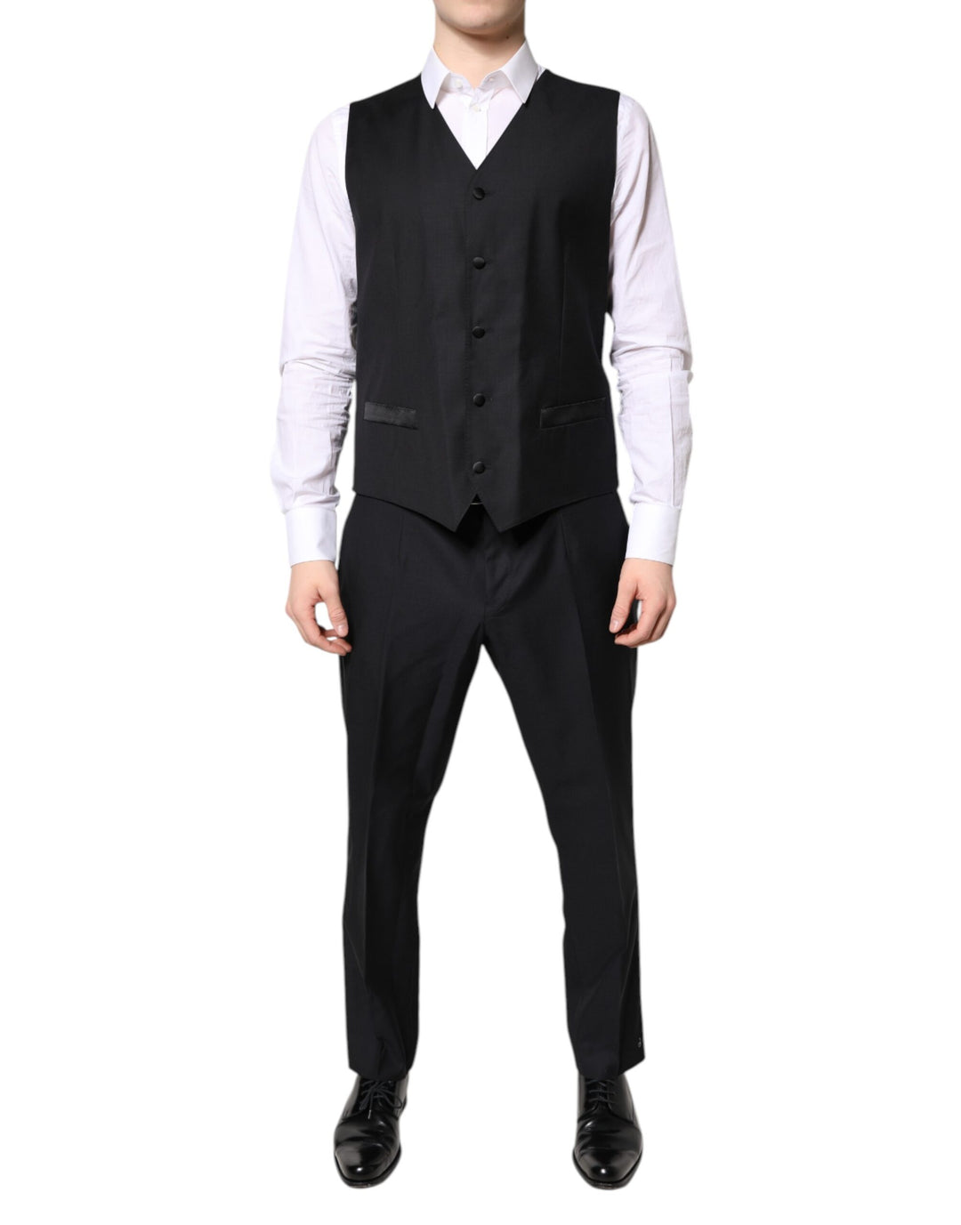 Dolce & Gabbana Schwarzer doppelreihiger formeller 3-teiliger Anzug