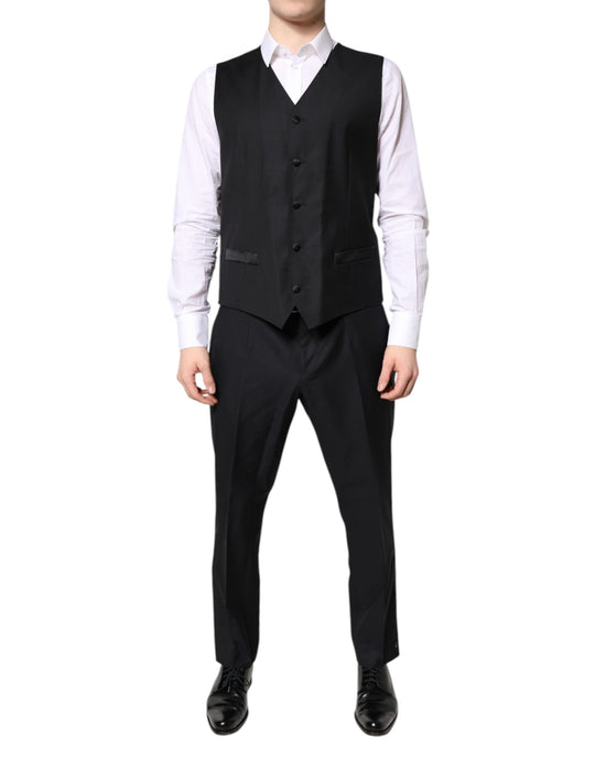Dolce & Gabbana Schwarzer doppelreihiger formeller 3-teiliger Anzug