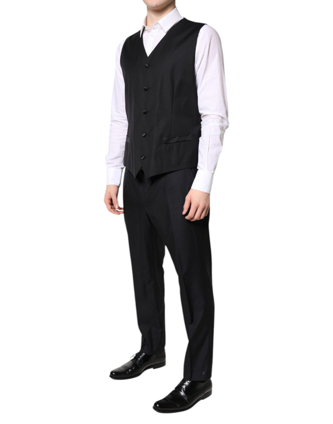 Dolce & Gabbana Schwarzer doppelreihiger formeller 3-teiliger Anzug