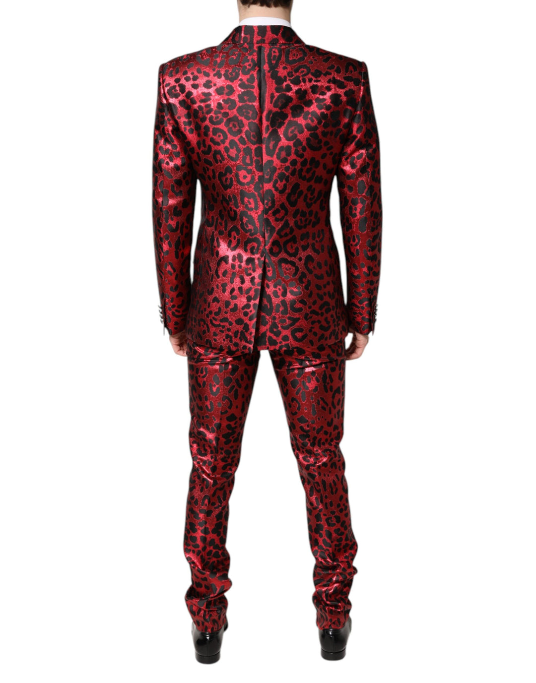 Dolce & Gabbana Roter Leopard Zweireiher 2 Stück Anzug