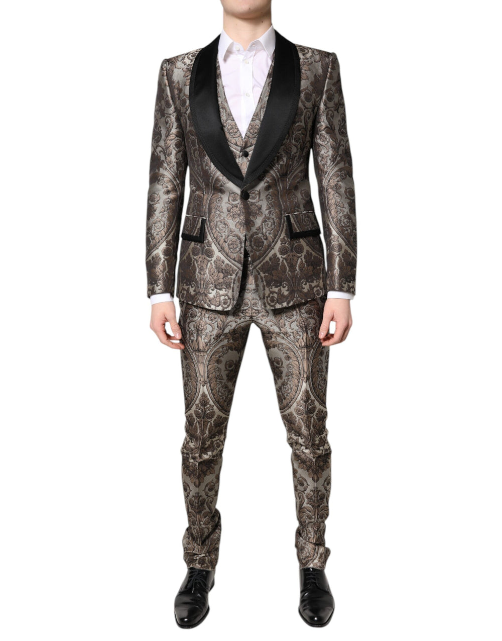 Dolce & Gabbana Multicolor Jacquard einreihiger 3 teiliger Anzug