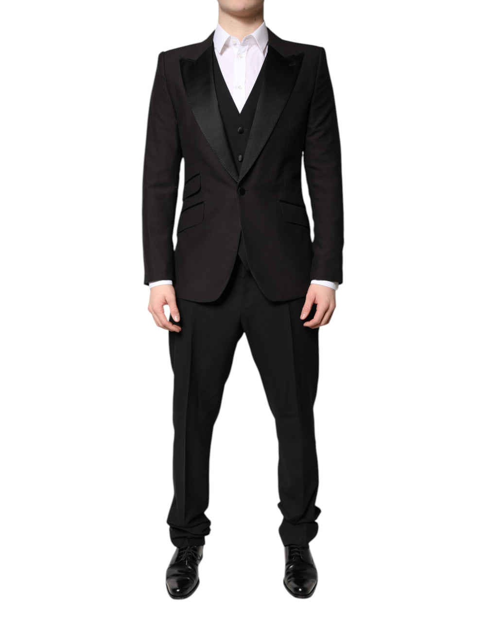 Dolce & Gabbana Schwarzer einreihiger formeller 3-teiliger Anzug