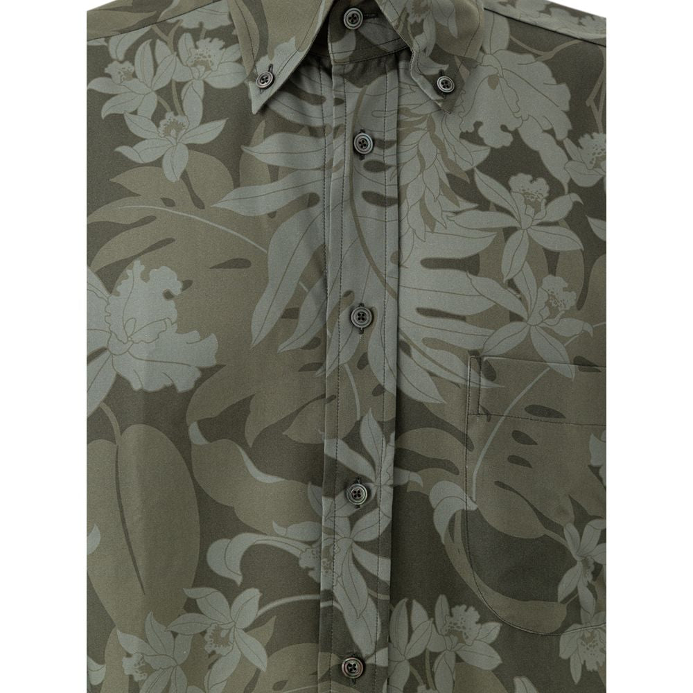 Tom Ford Grünes Lyocell-Hemd