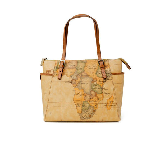 Alviero Martini Prima Classe Beigefarbene Baumwollhandtasche