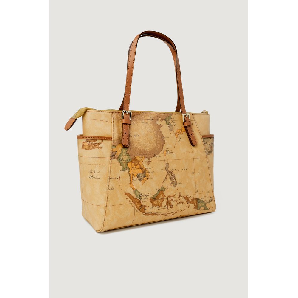 Alviero Martini Prima Classe Beigefarbene Baumwollhandtasche
