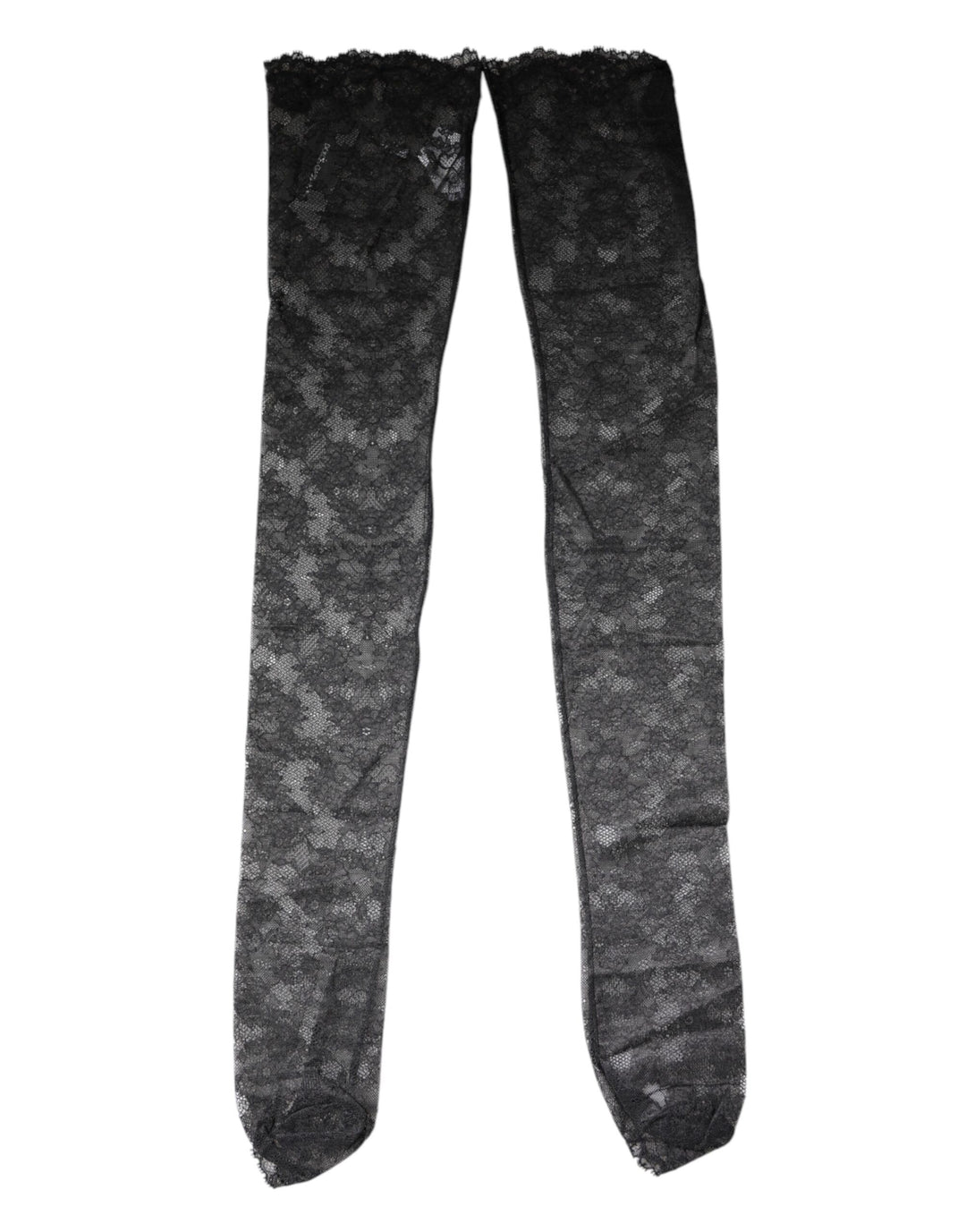 Dolce & Gabbana Schwarze florale Spitze Baumwoll-Stretchstrümpfe Socken