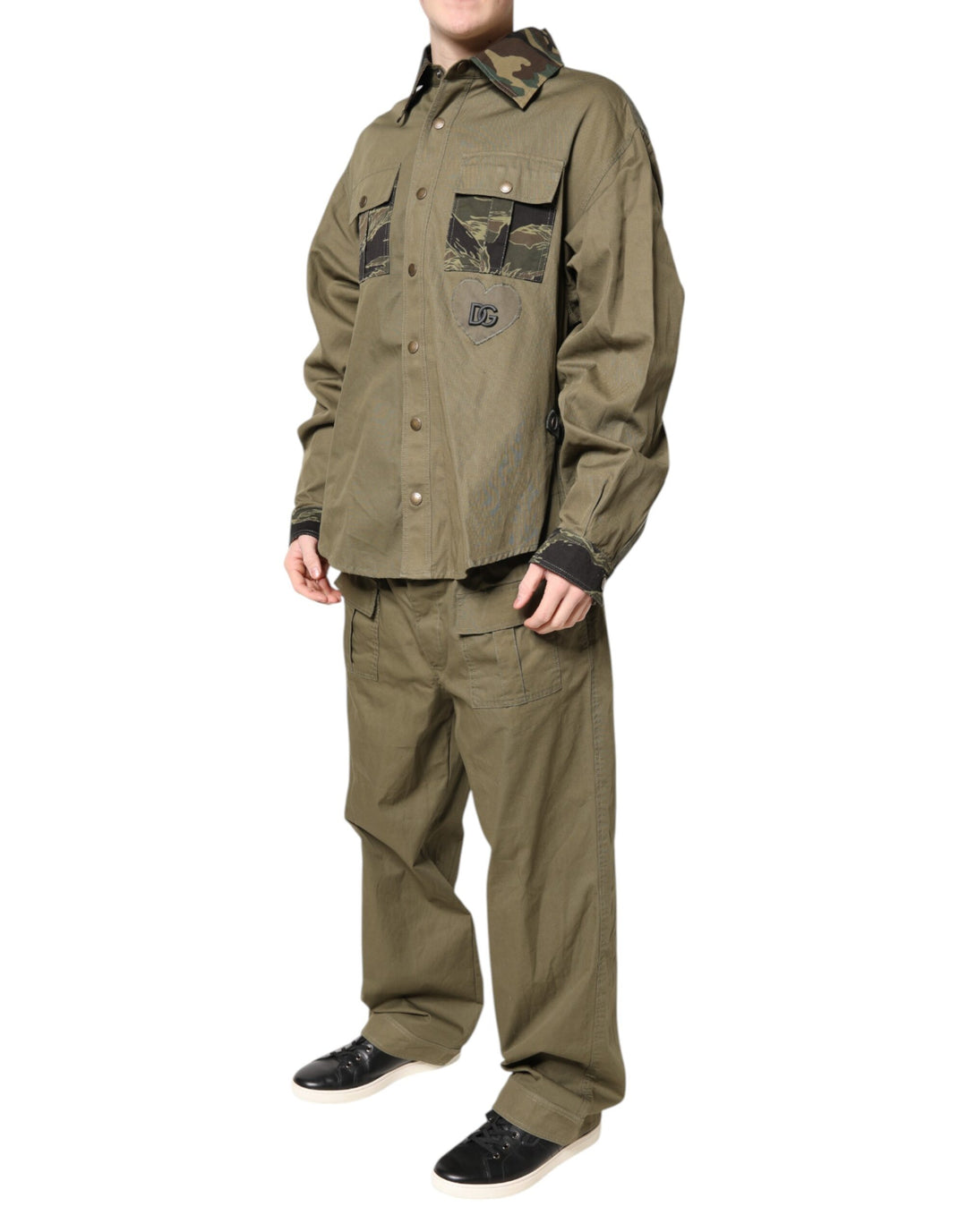 Dolce & Gabbana Braunes Baumwoll-Stretch-Hemd-Hose Freizeit-Set