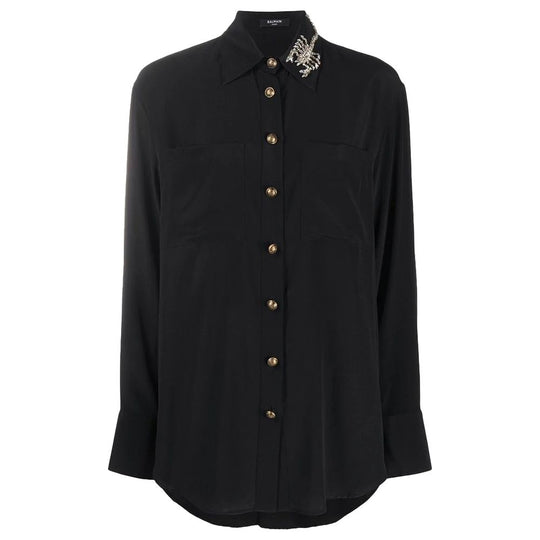 Balmain Schwarzes Seidenhemd