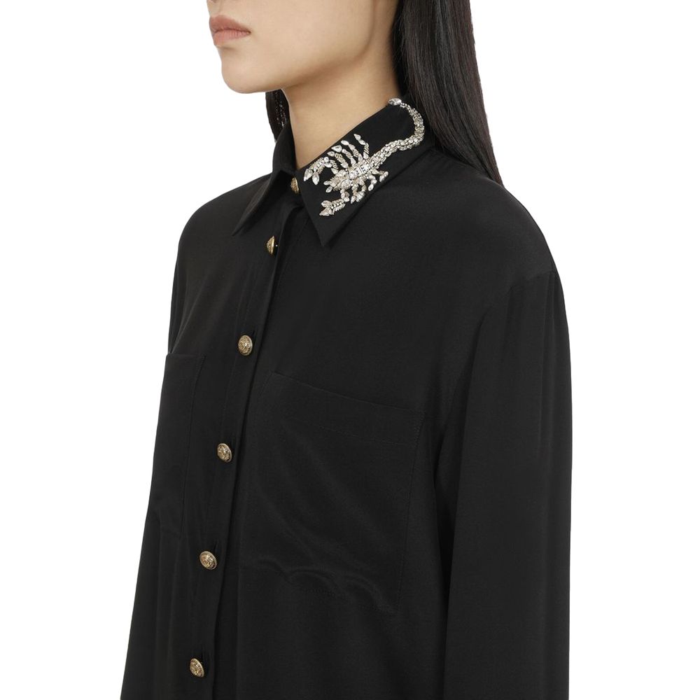Balmain Schwarzes Seidenhemd