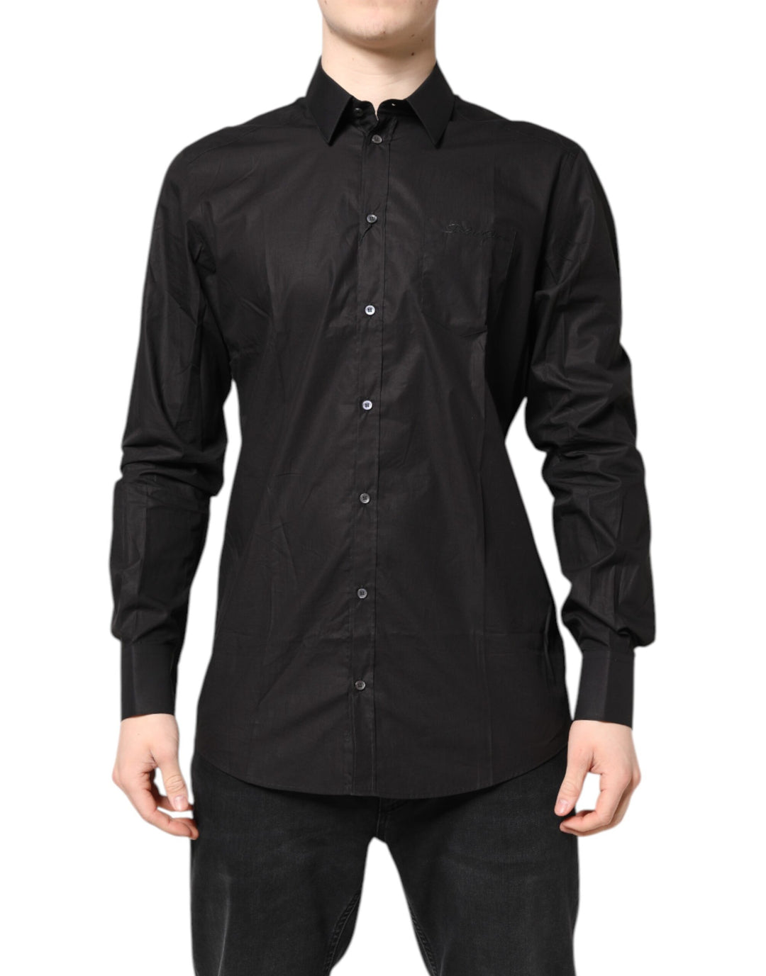 Dolce & Gabbana Schwarzes GOLD Baumwollhemd Formales Hemd
