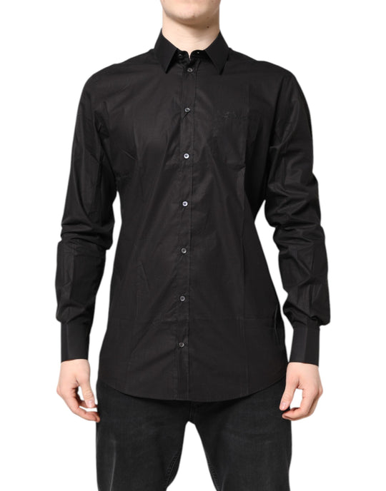 Dolce & Gabbana Schwarzes GOLD Baumwollhemd Formales Hemd