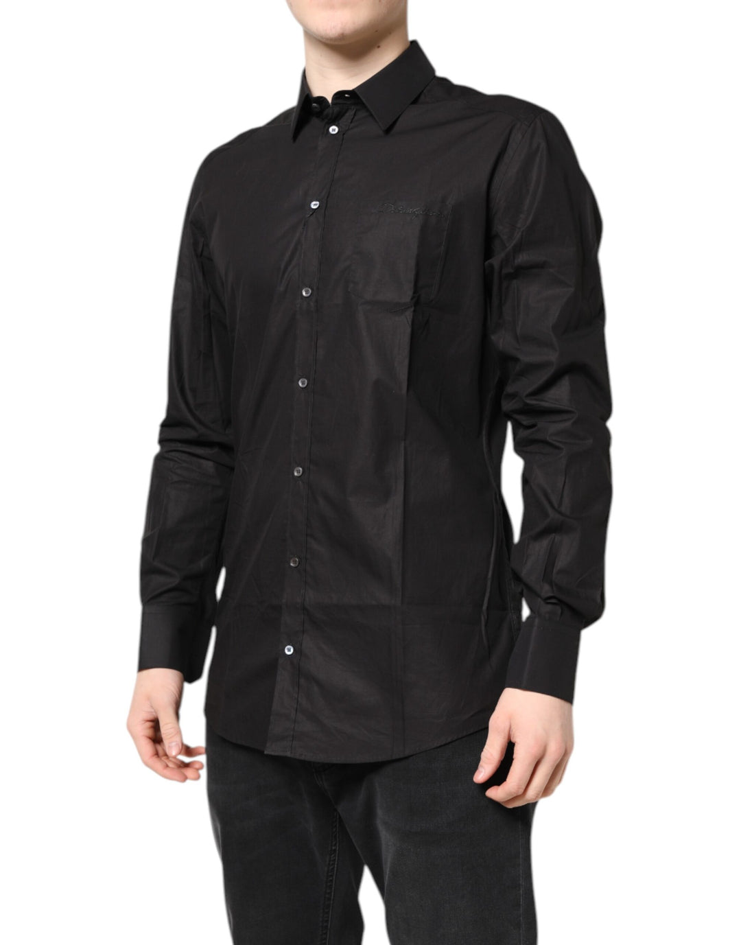Dolce & Gabbana Schwarzes GOLD Baumwollhemd Formales Hemd