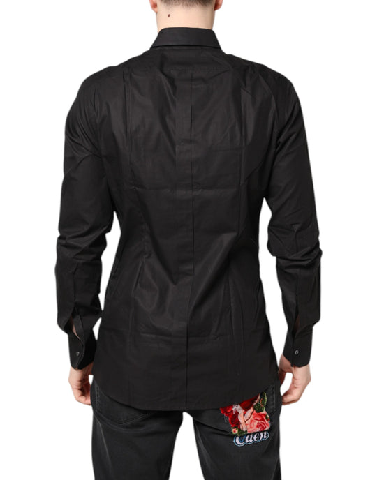 Dolce & Gabbana Schwarzes GOLD Baumwollhemd Formales Hemd