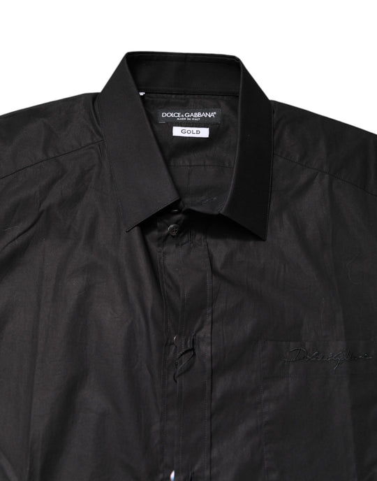 Dolce & Gabbana Schwarzes GOLD Baumwollhemd Formales Hemd