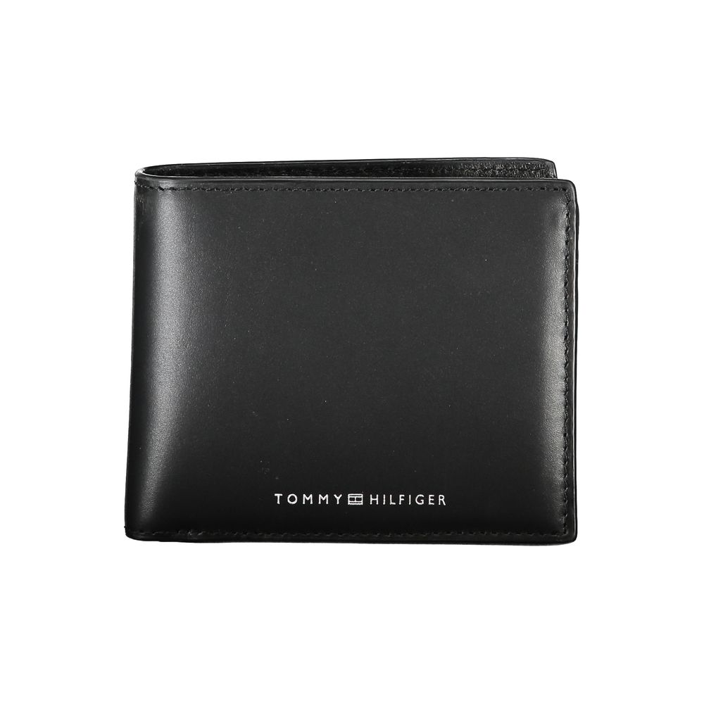 Tommy Hilfiger Elegantes Portemonnaie aus schwarzem Leder für den modernen Mann