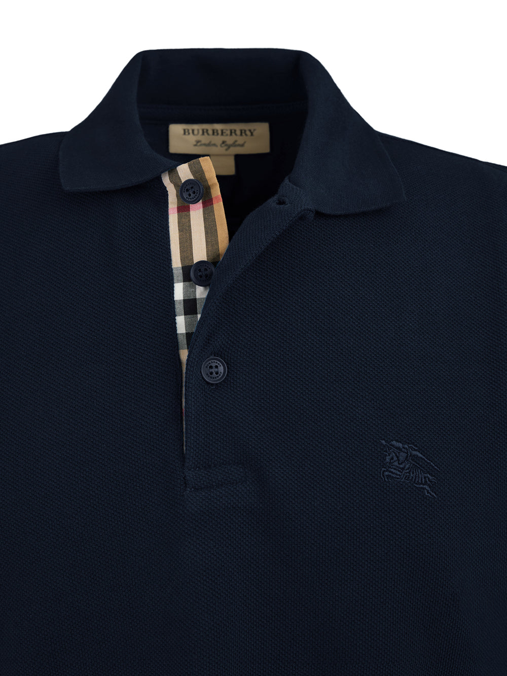 Burberry Marineblaues Polohemd mit Kragen aus Baumwolle