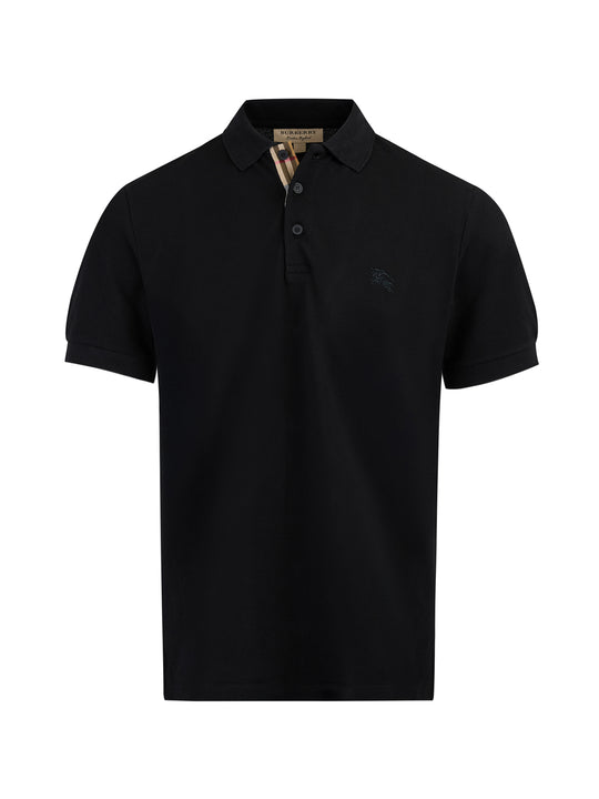 Burberry Schwarzes Polohemd mit Kragen aus Baumwolle