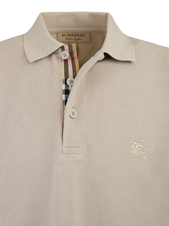 Burberry Polohemd mit Kragen aus Baumwolle in hellem Stein