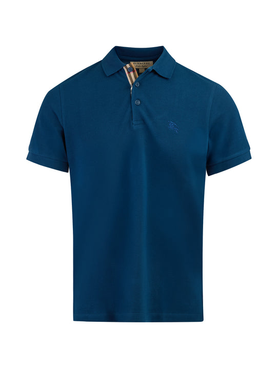 Burberry Tiefblaues Baumwoll-Polohemd mit Kragen