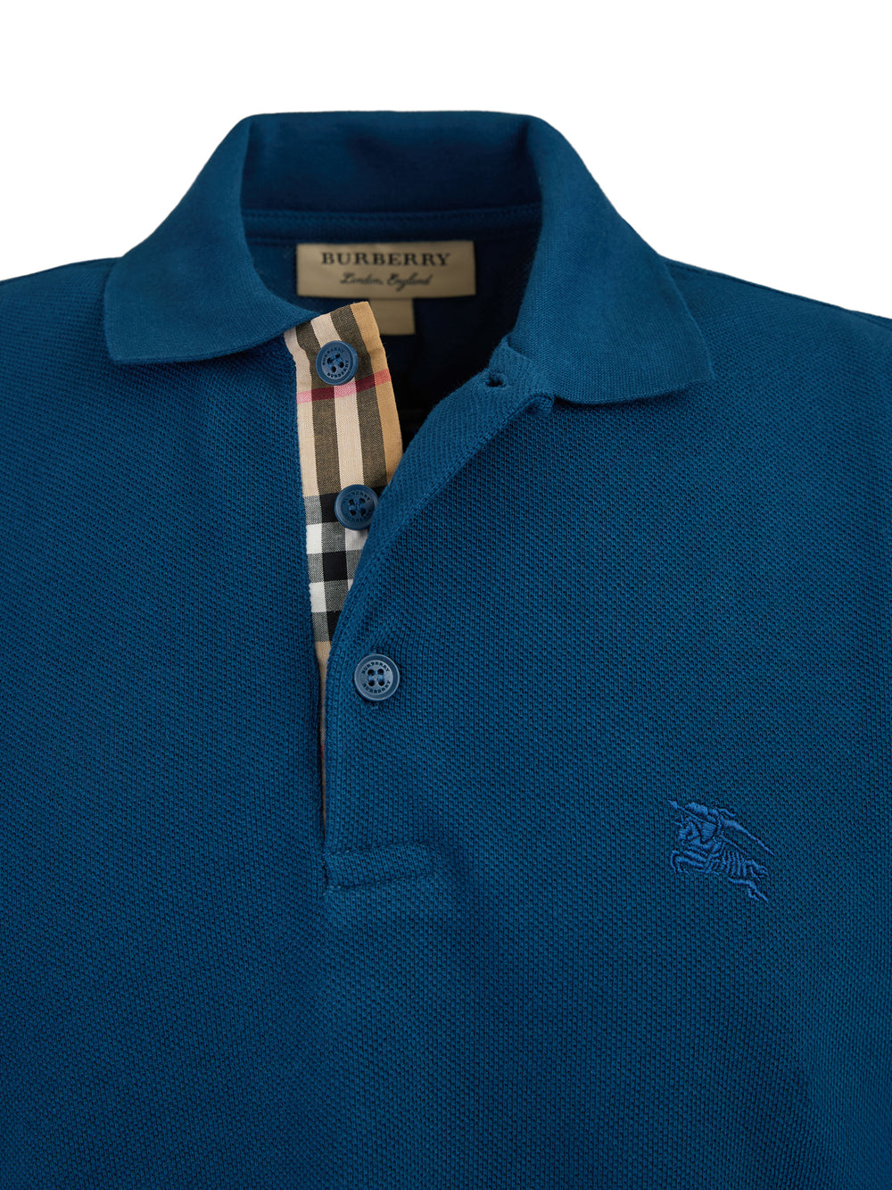 Burberry Tiefblaues Baumwoll-Polohemd mit Kragen