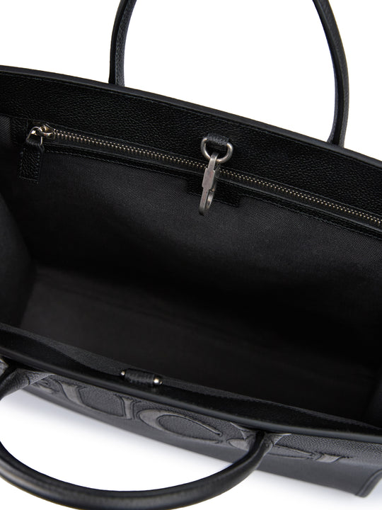 Gucci Schwarzes Leder Logo Medium Tote Bag