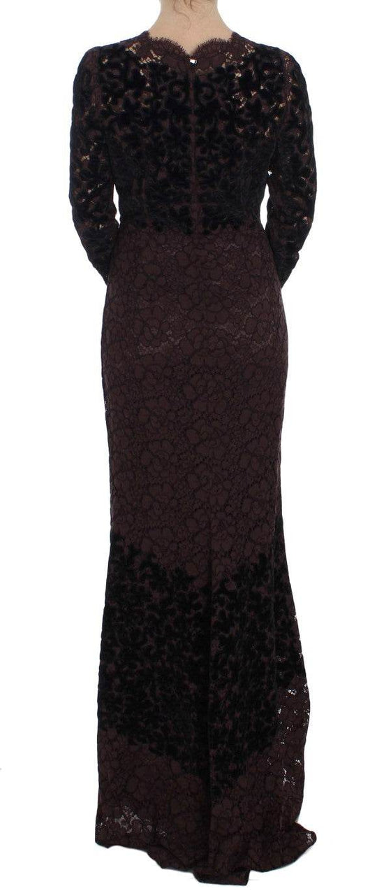 Dolce & Gabbana Elegantes lila geblümtes Maxikleid aus Spitze - Léoré