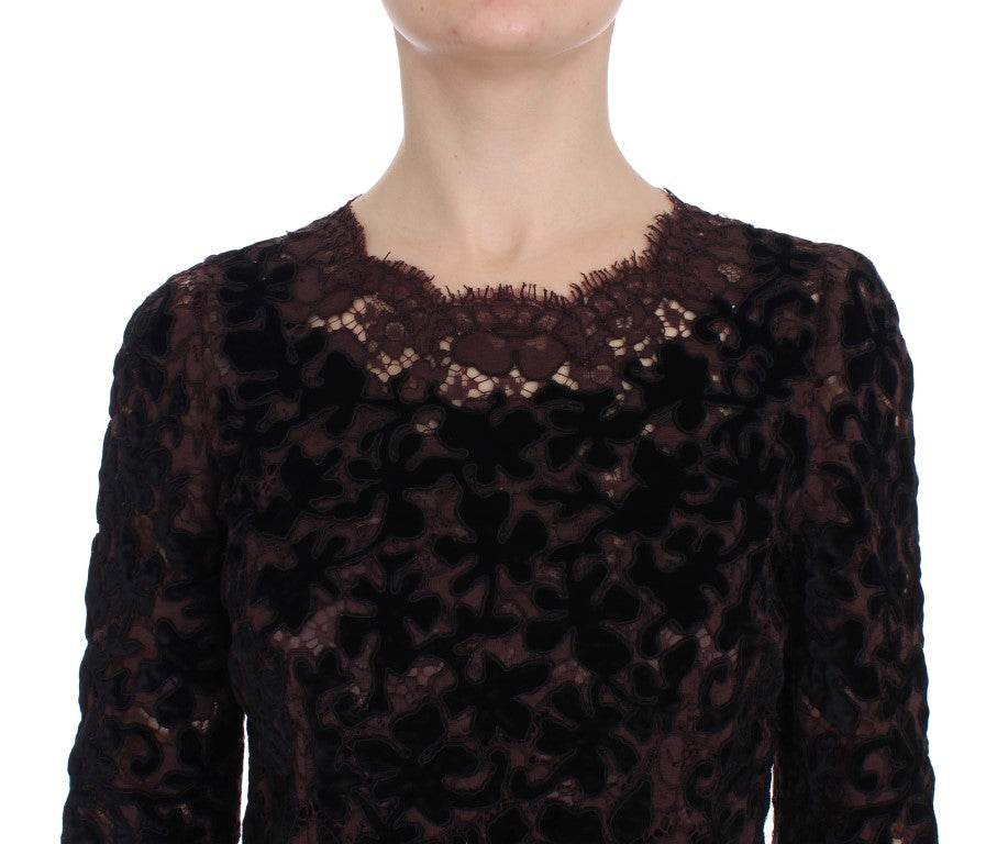 Dolce & Gabbana Elegantes lila geblümtes Maxikleid aus Spitze - Léoré