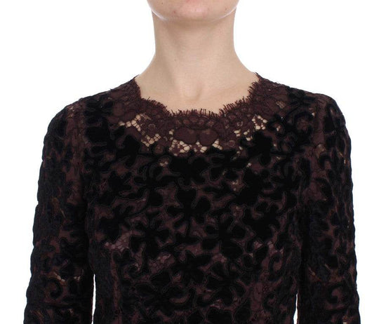 Dolce & Gabbana Elegantes lila geblümtes Maxikleid aus Spitze - Léoré