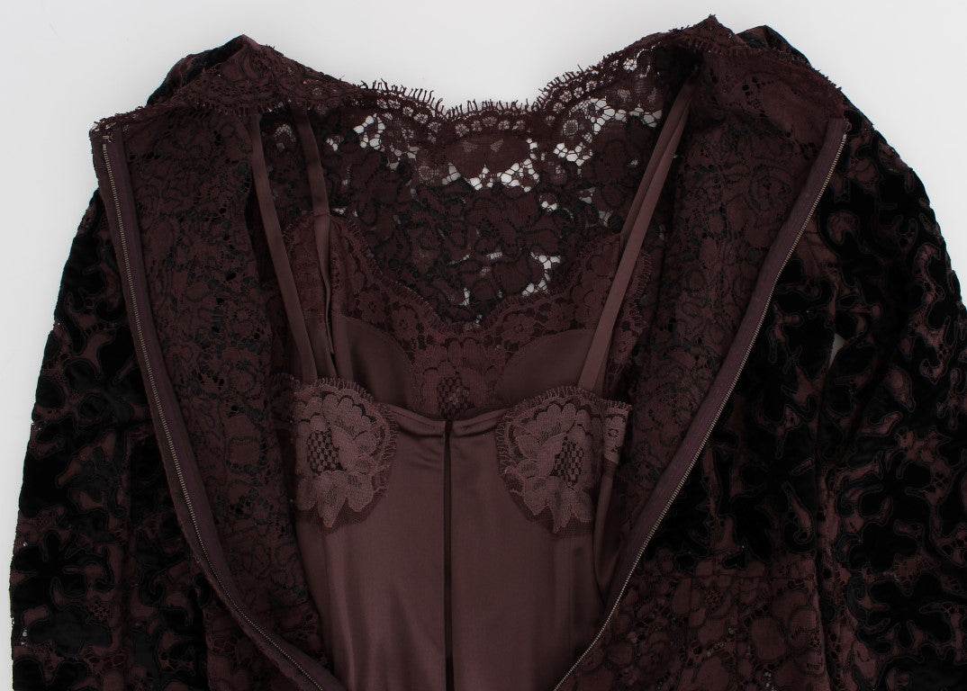 Dolce & Gabbana Elegantes lila geblümtes Maxikleid aus Spitze - Léoré