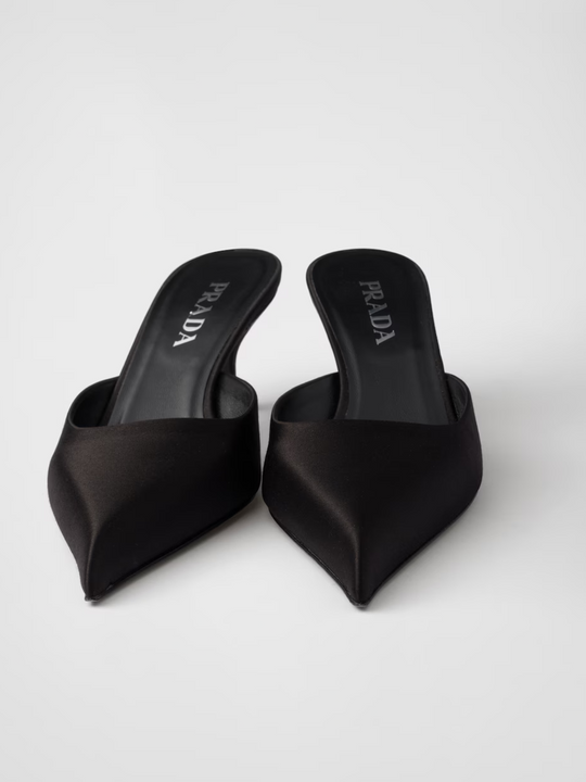 Prada Schwarzer Satin Sabot