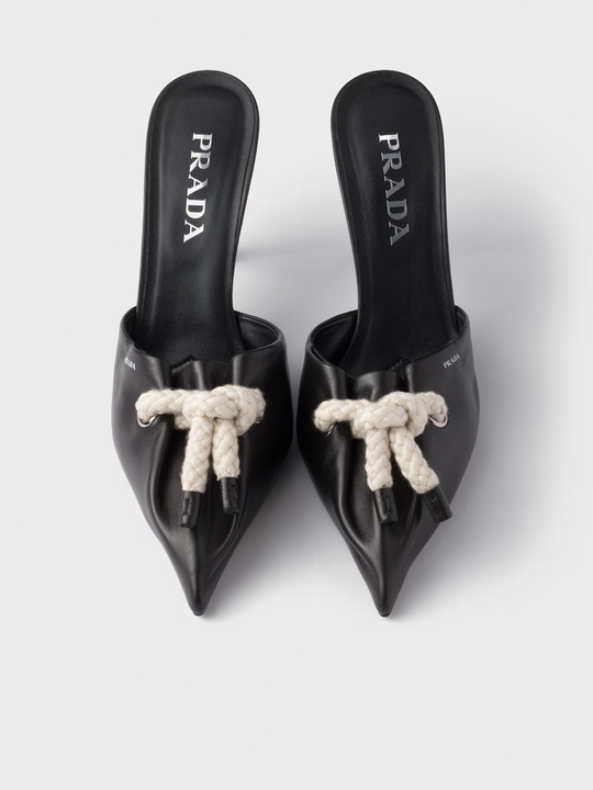 Prada Schwarze Nappaleder-Sandalen mit Seilzug