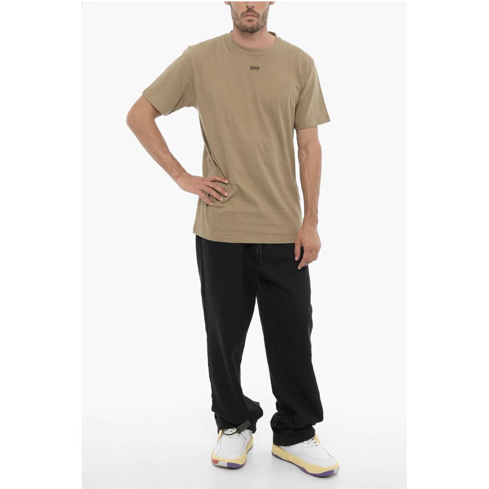 Off-White Slim Fit T-Shirt mit Rundhalsausschnitt und gesticktem Logo