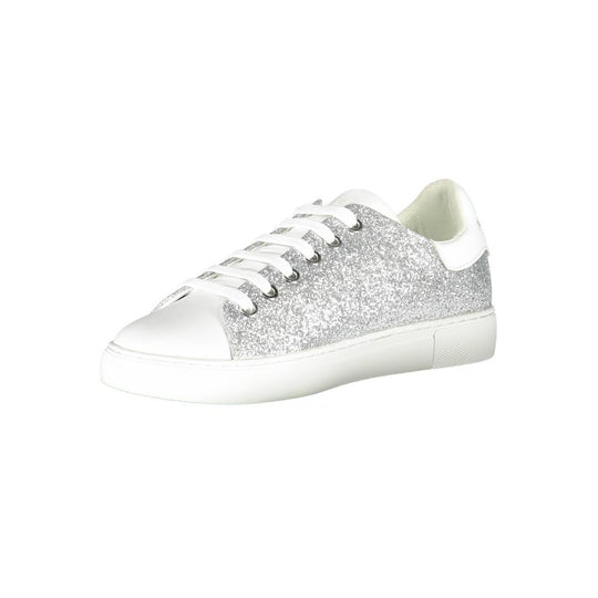Emporio Armani Silberne Leder Damen Sneaker