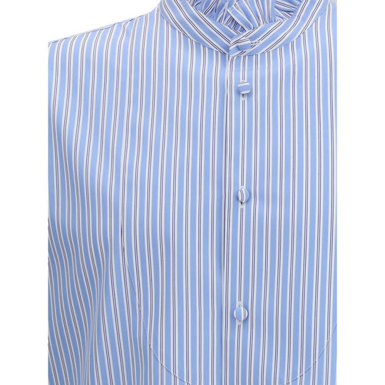 Valentino Gestreiftes Plastron und Rüschenhemd