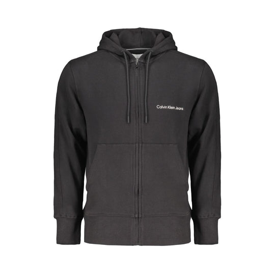 Calvin Klein Schwarzer Baumwollpullover für Männer mit Kapuze und zentralen Taschen