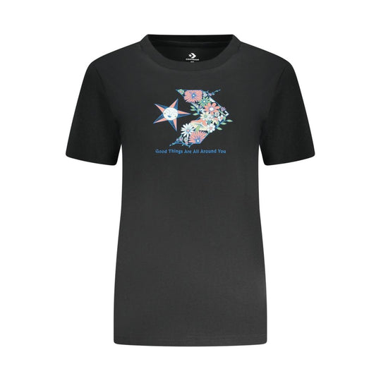 Converse Schwarzes Baumwoll-T-Shirt für Frauen