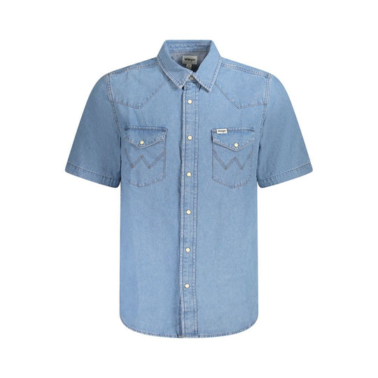 Wrangler Hellblaues Baumwollhemd für Männer