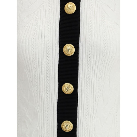 Balmain Strickjacke mit Kontrastbesatz