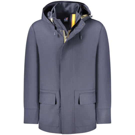 K-WAY Blauer Trenchcoat aus Wolle für Männer