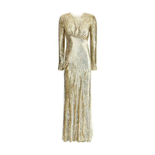 Self-Portrait Goldfaden langes Kleid