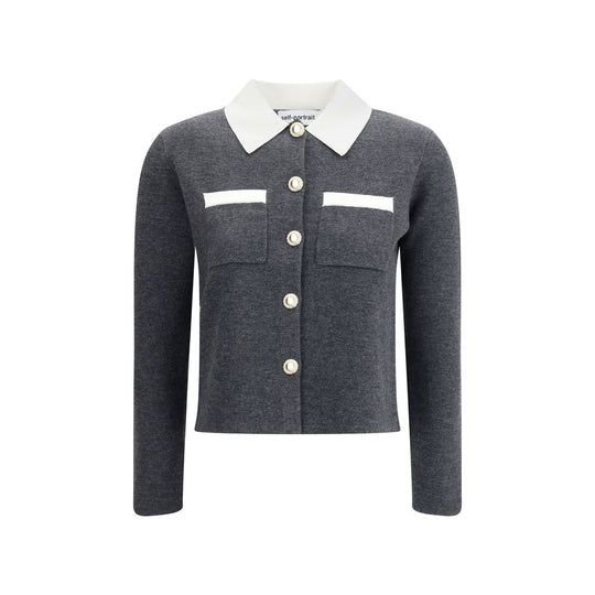 Self-Portrait Strickjacke mit Kontrastkragen