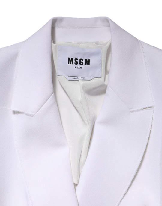 MSGM Weiße Polyesterjacke mit langen Ärmeln und geraffter Wickelstruktur